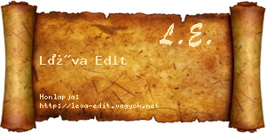 Léva Edit névjegykártya